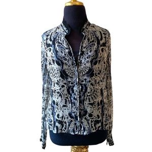 Tahari silk print blouse with cami